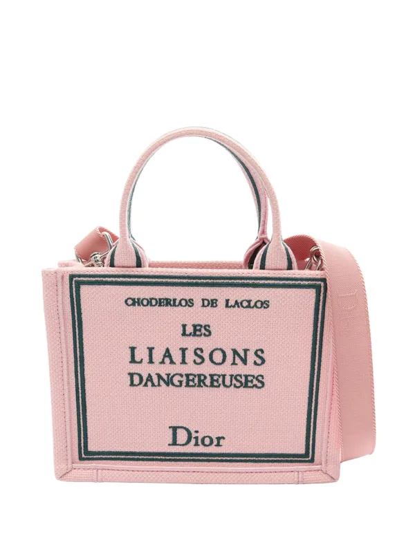 Dior Pre-owned 2000-2026 Choderlos De Laclos Les Liaisons Dangereuses Small Canvas Book Tote Satchel in Pink