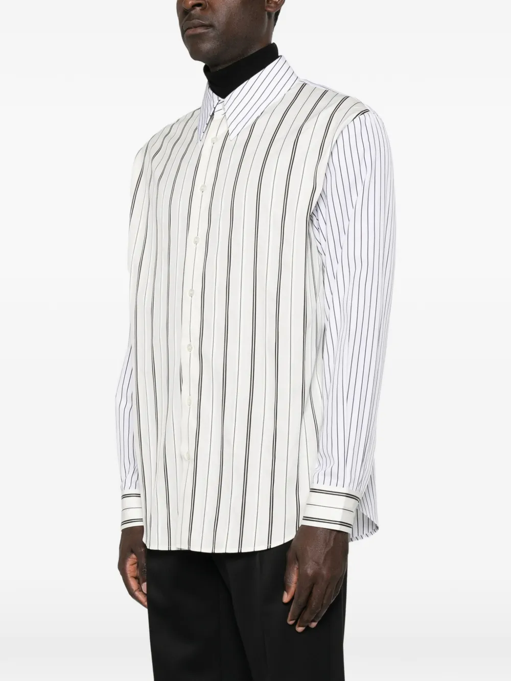 Saint Laurent vertical-stripe long-sleeve shirt Wit