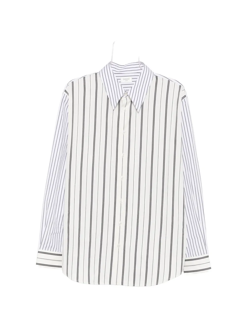 Saint Laurent vertical-stripe long-sleeve shirt - White