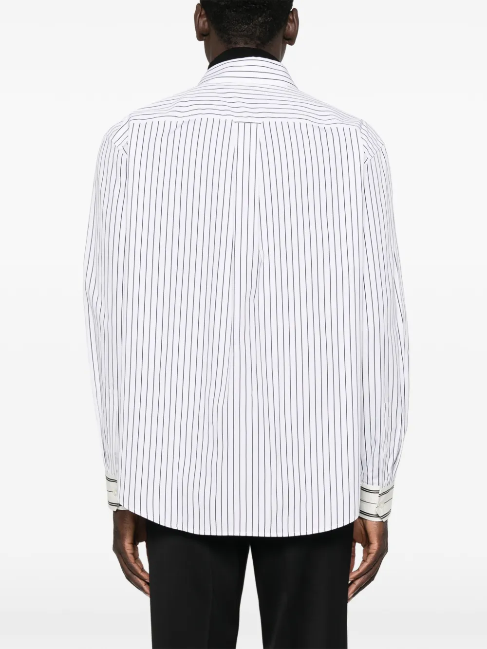 Saint Laurent vertical-stripe long-sleeve shirt Wit