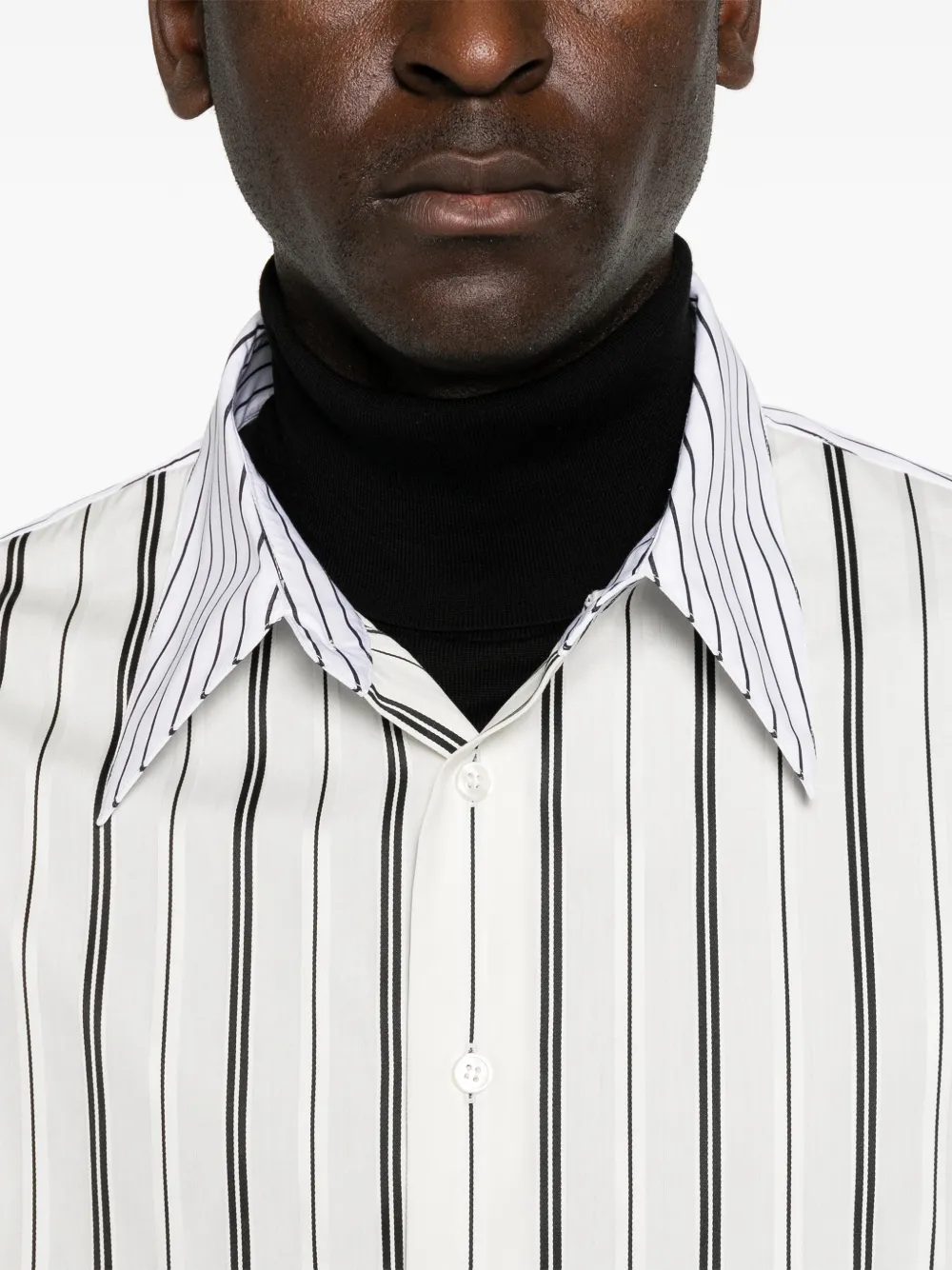 Saint Laurent vertical-stripe long-sleeve shirt Wit