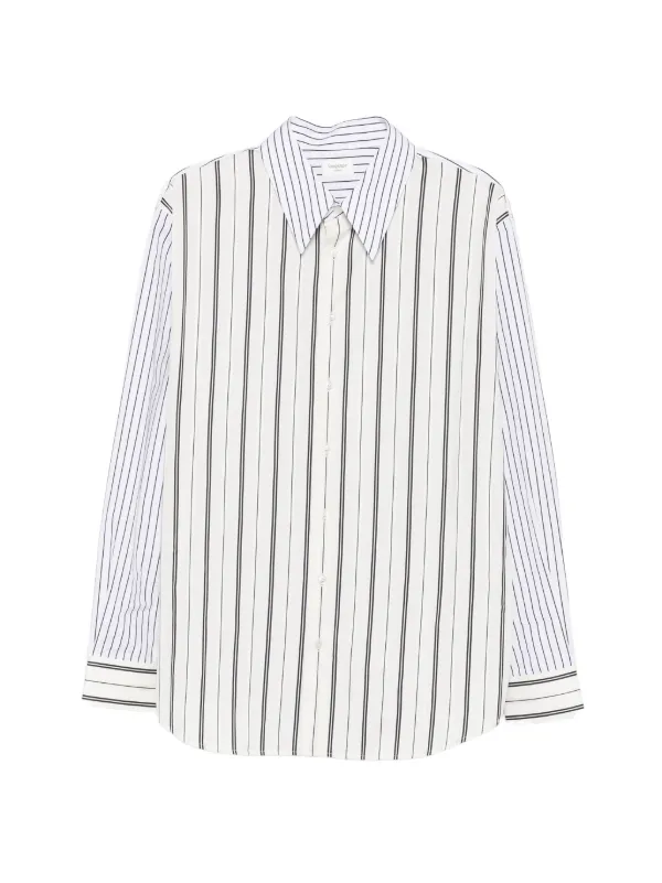 Saint Laurent Winchester Shirt in Sateen-stripe Cotton Poplin in White