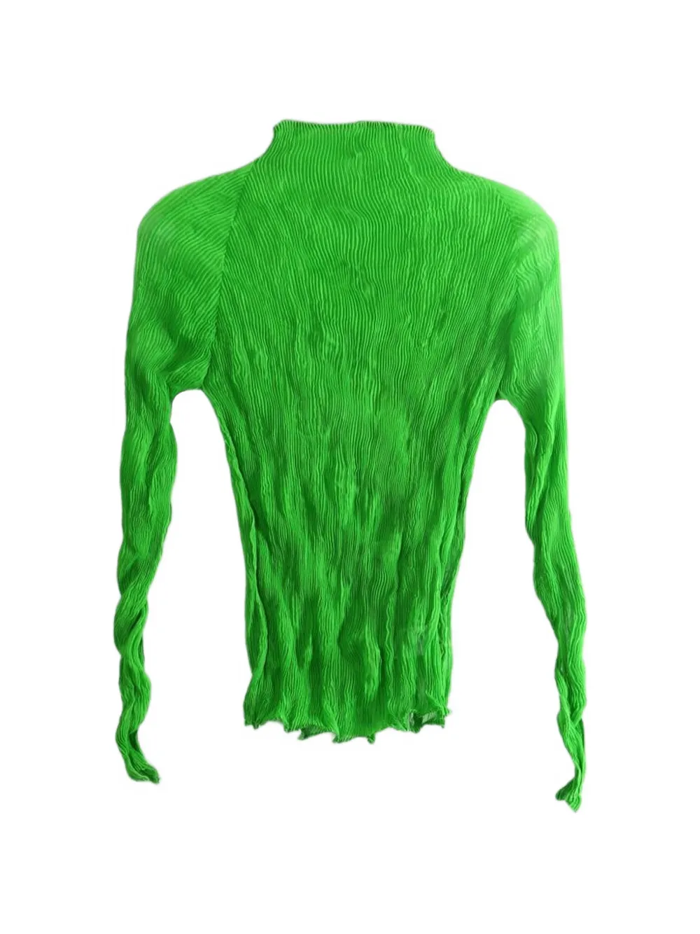 Issey Miyake Chiffon Twist 1 geplooide top met hoge hals Groen