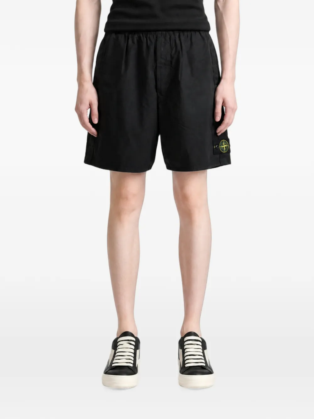 Stone Island L100001 stretch katoenen tela 'paracadute' bermuda shorts Zwart