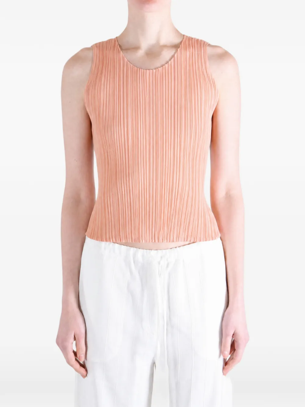 Pleats Please Issey Miyake Monthly Colors July geplooide mouwloze top Oranje