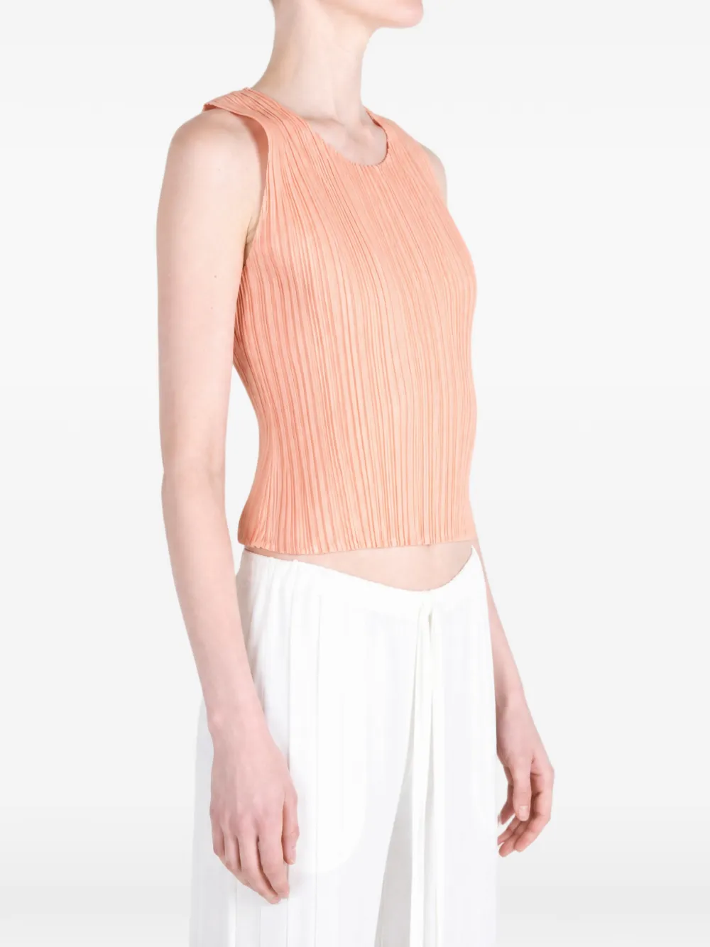 Pleats Please Issey Miyake Monthly Colors July geplooide mouwloze top Oranje