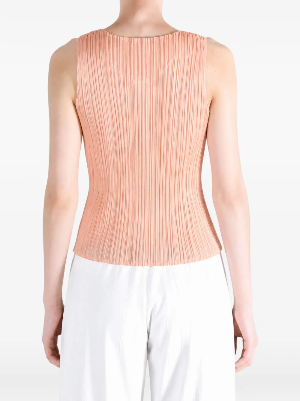 Pleats Please Issey Miyake Monthly Colors July geplooide mouwloze top Oranje