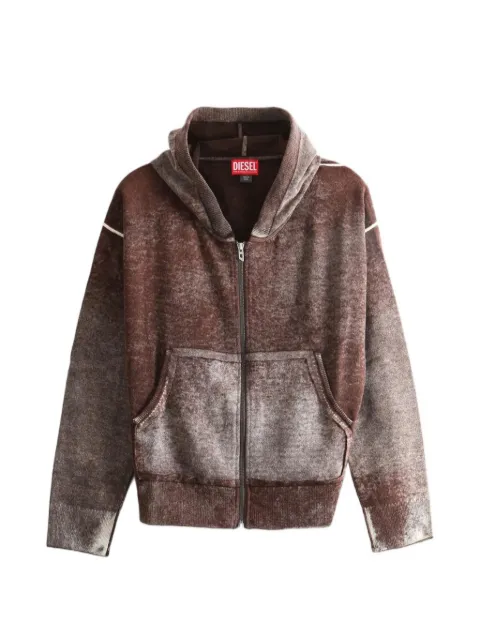 Diesel cárdigan de lana con capucha y estampado inverso