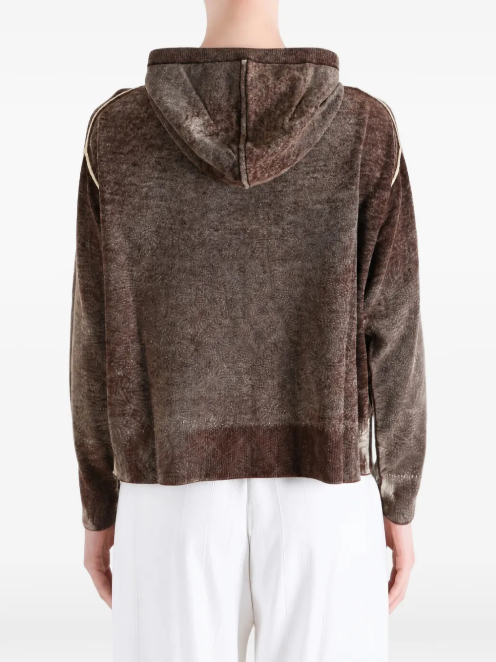 Diesel Vest van wol met capuchon en omgekeerde print Bruin