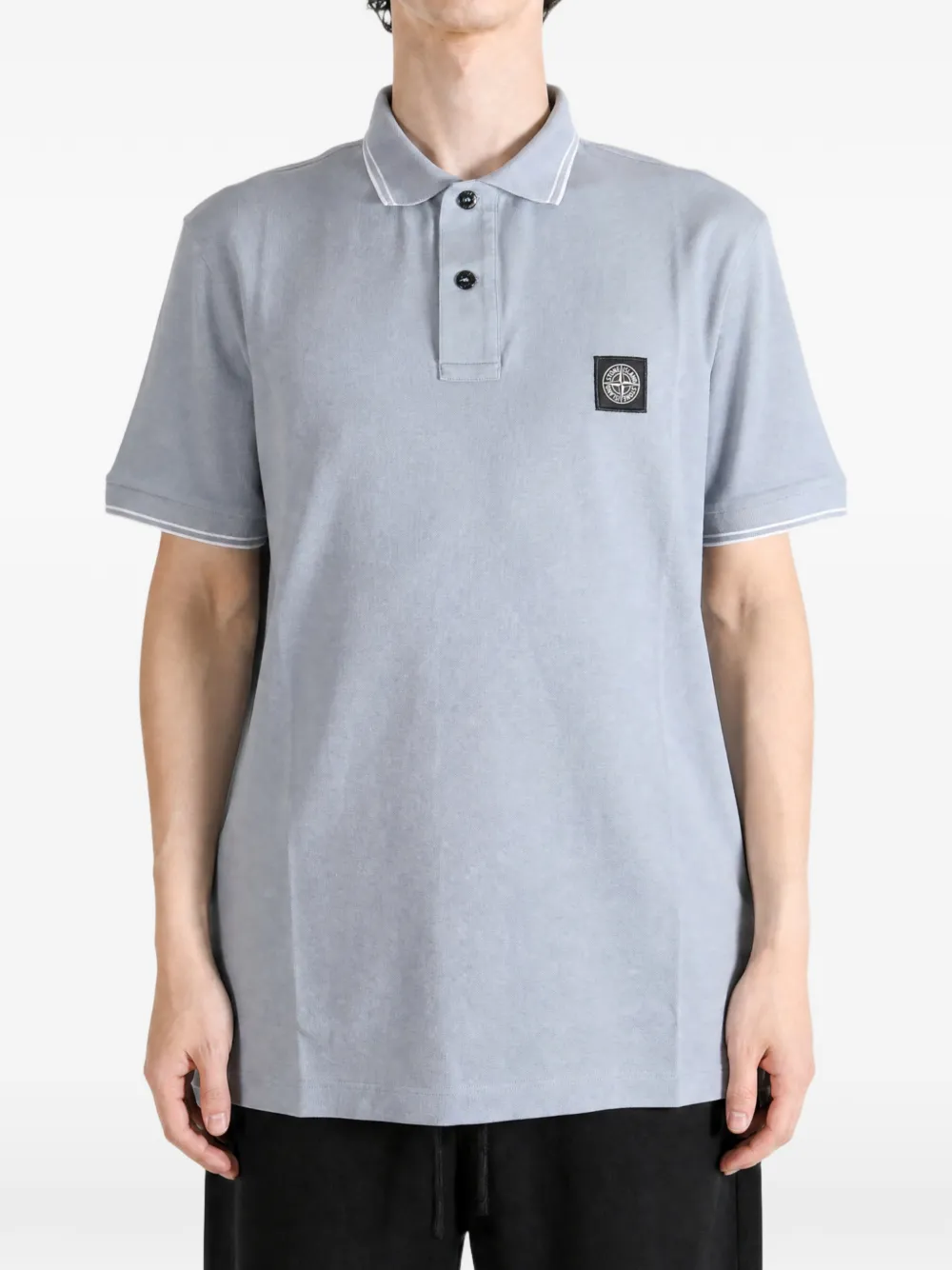 Stone Island 2200010 katoenen piqué stretch poloshirt Blauw