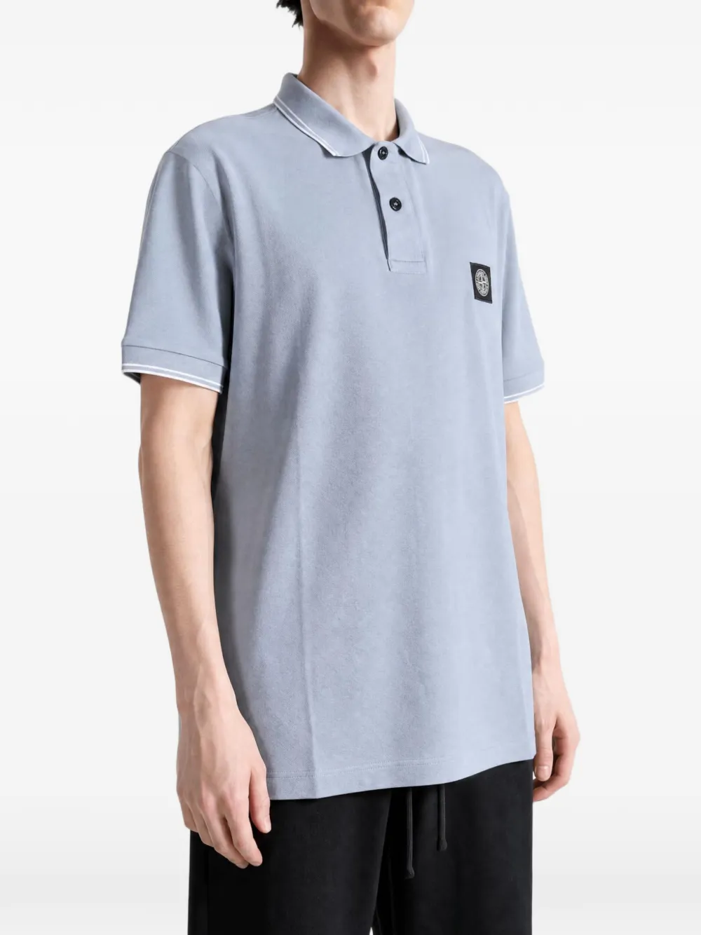 Stone Island 2200010 katoenen piqué stretch poloshirt Blauw