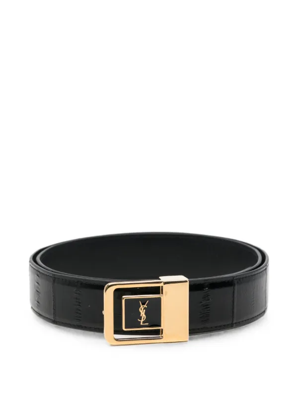 Saint Laurent LA 66 Buckle Belt in Hagfish in Black