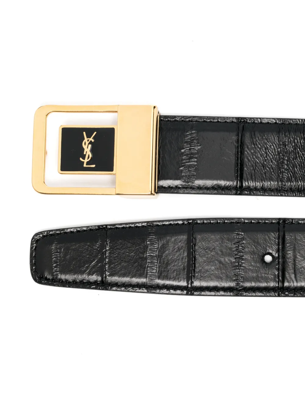 Saint Laurent LA 66 Buckle Belt in Hagfish in Black, view 2