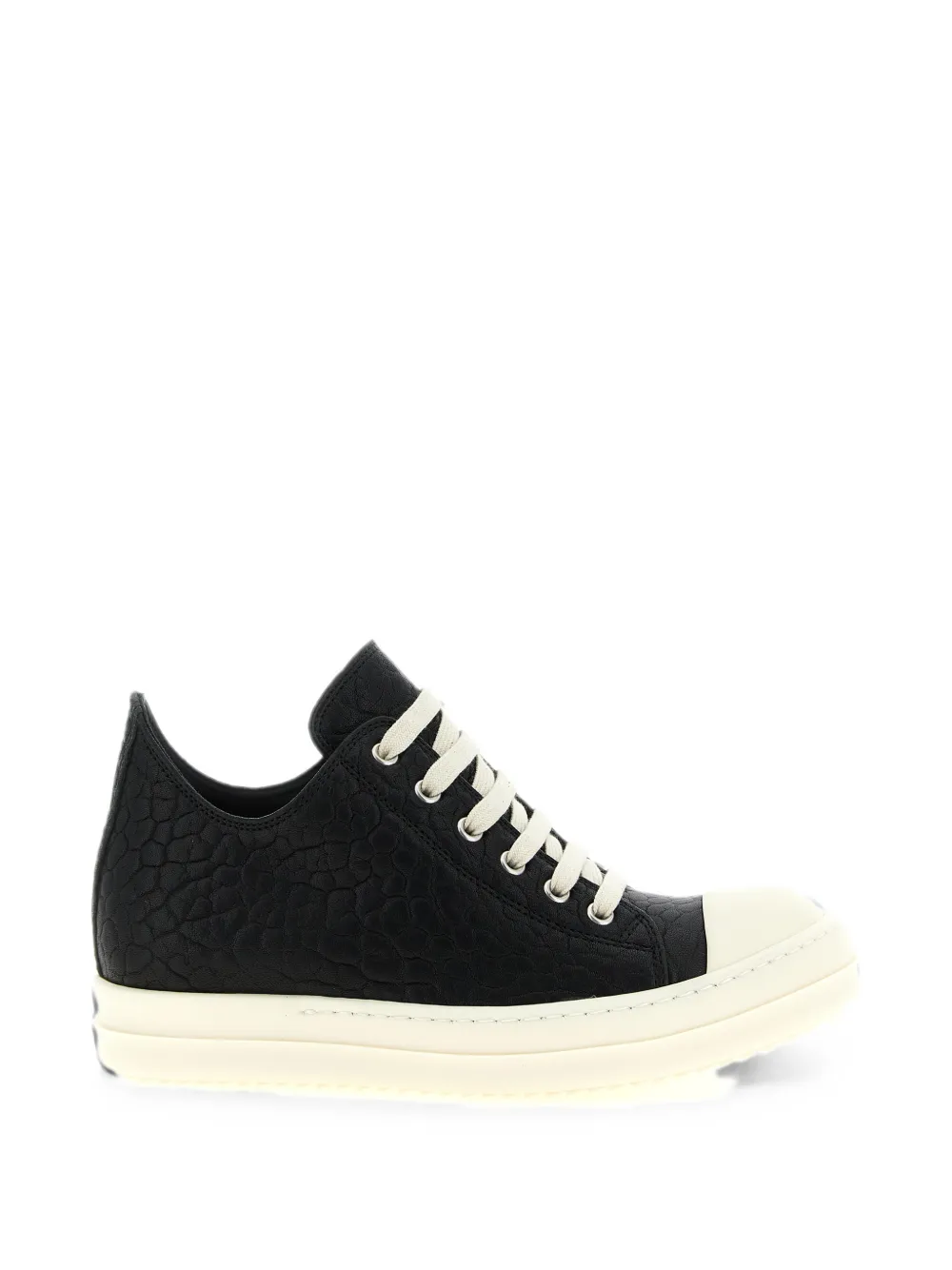 Rick Owens python-effect hammered leather sneakers Zwart
