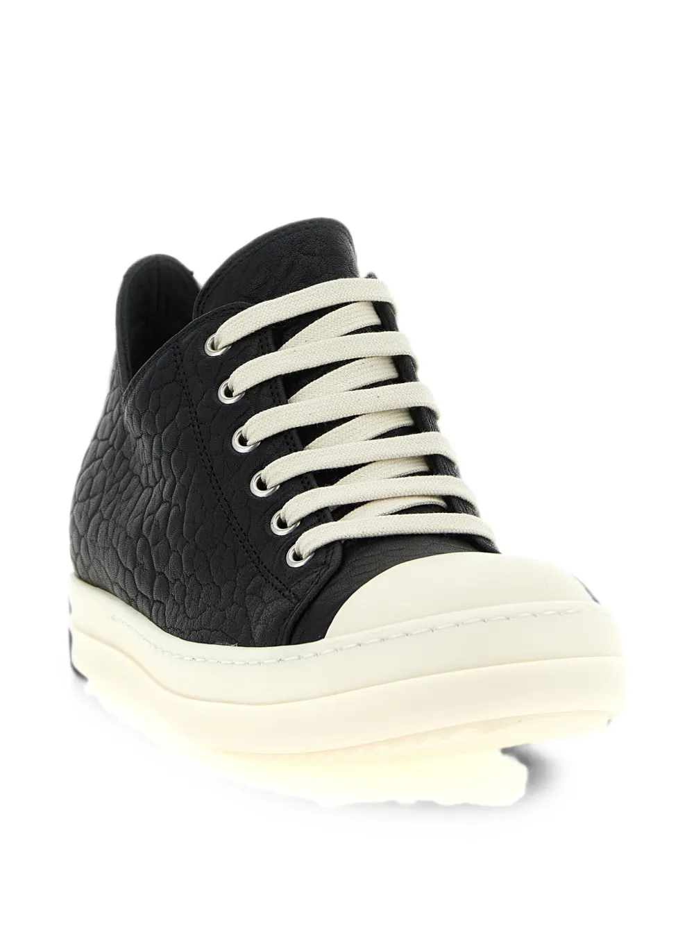 Rick Owens python-effect hammered leather sneakers Zwart