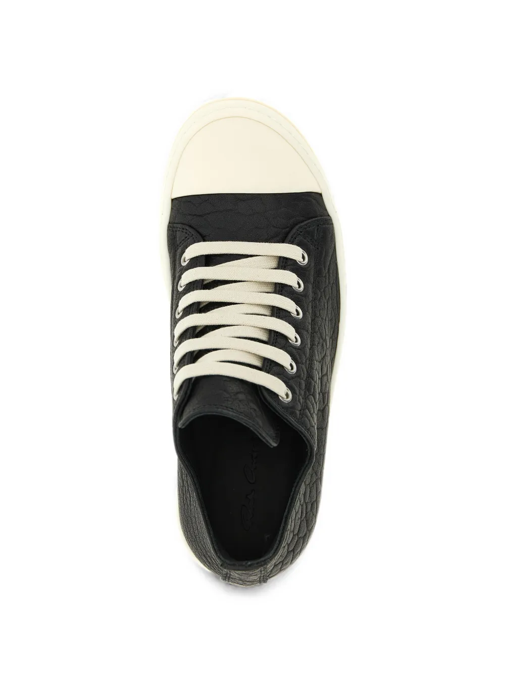 Rick Owens python-effect hammered leather sneakers Zwart