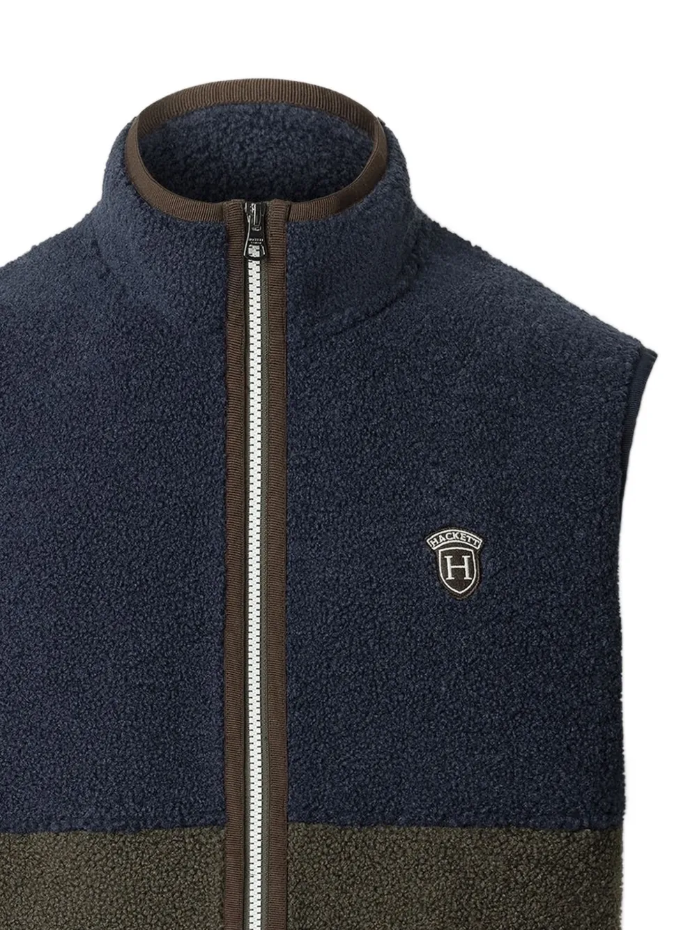 Hackett London Gilet met fleece textuur en colourblocking Groen