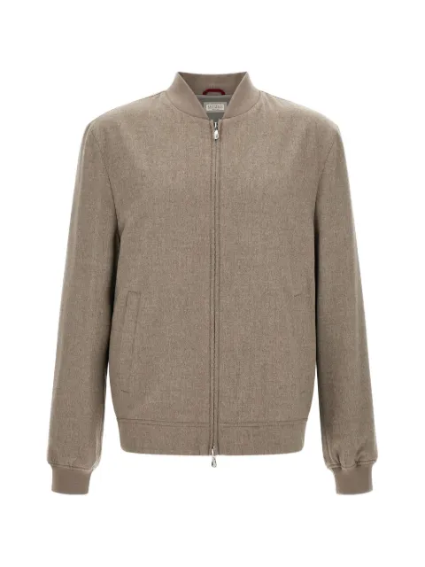 Brunello Cucinelli mélange-texture zip-up bomber jacket