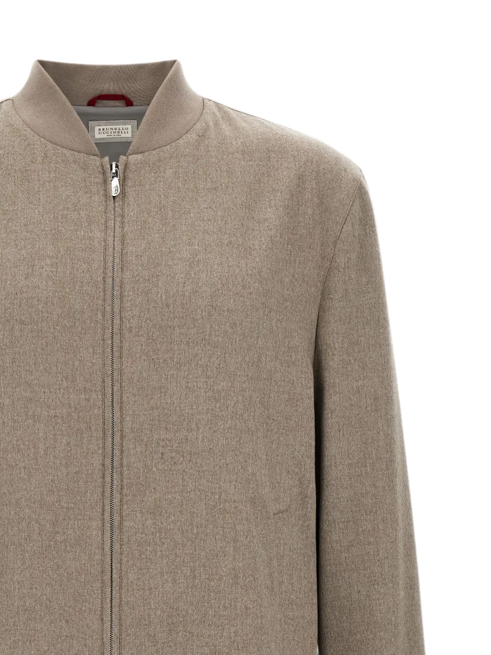 Brunello Cucinelli mélange-texture zip-up bomber jacket Grijs