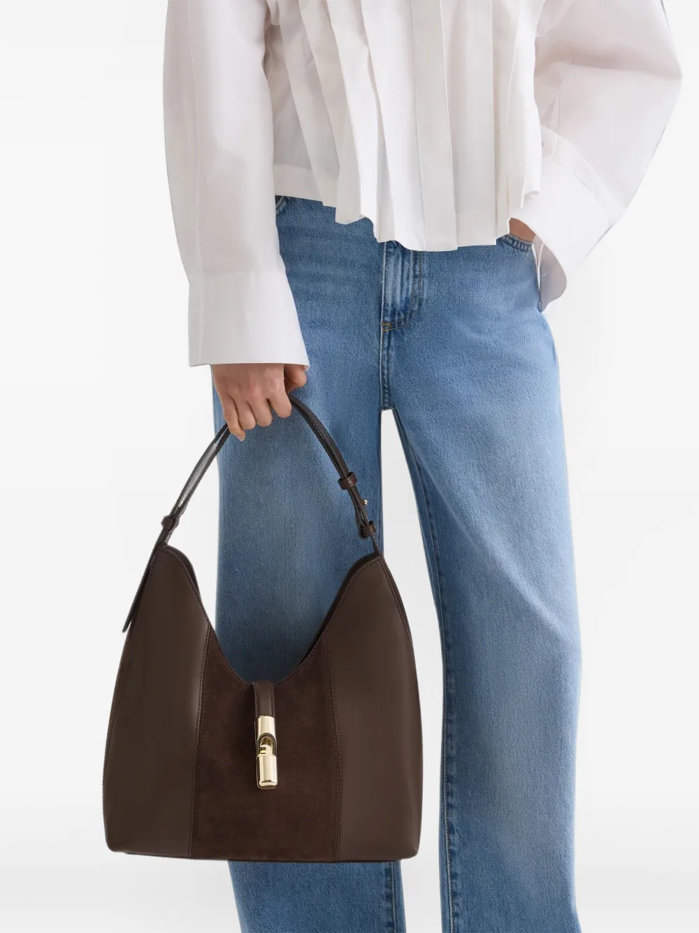 Furla M Goccia leren schoudertas Bruin