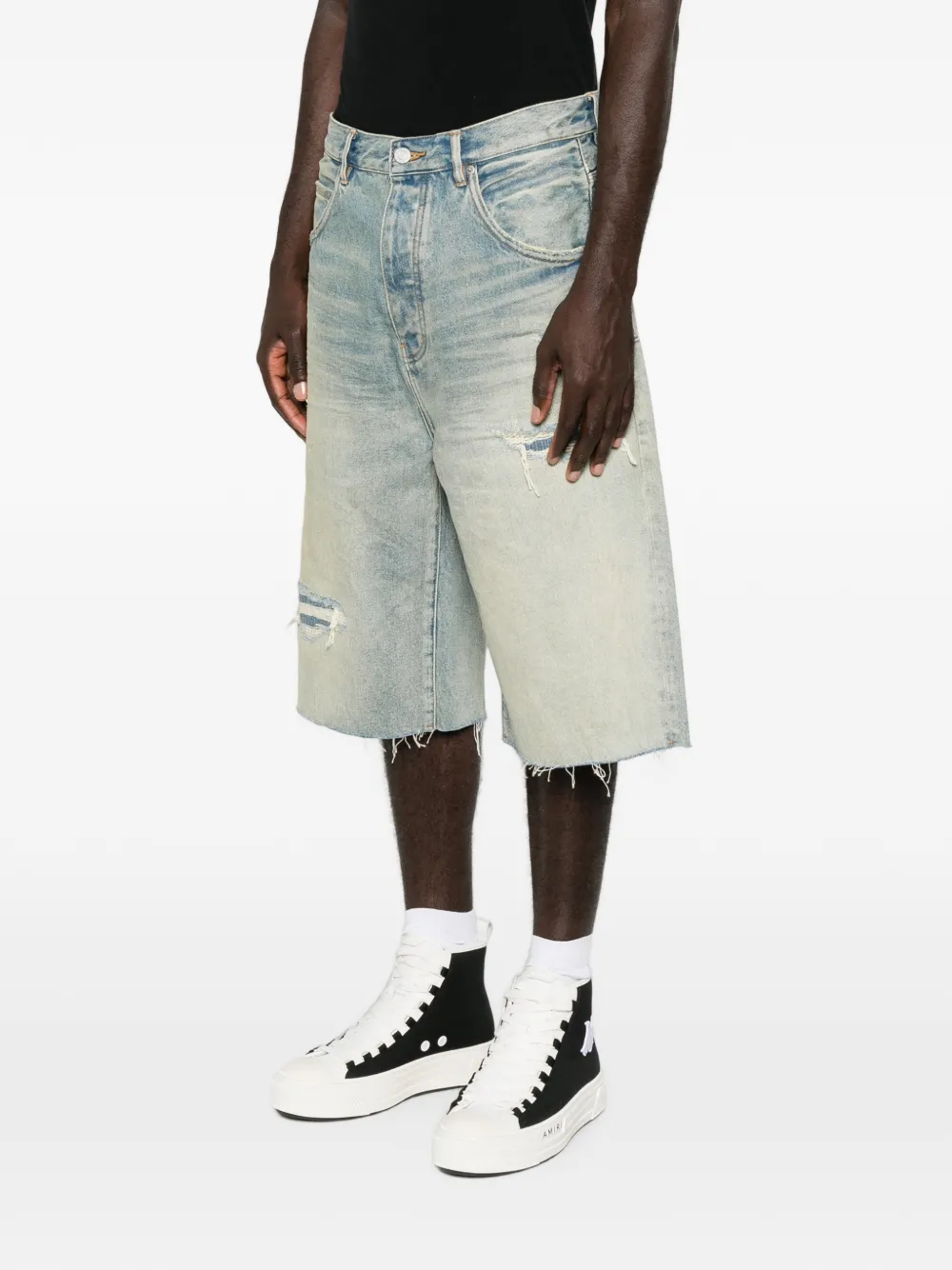 Purple Brand Gerafelde shorts Blauw