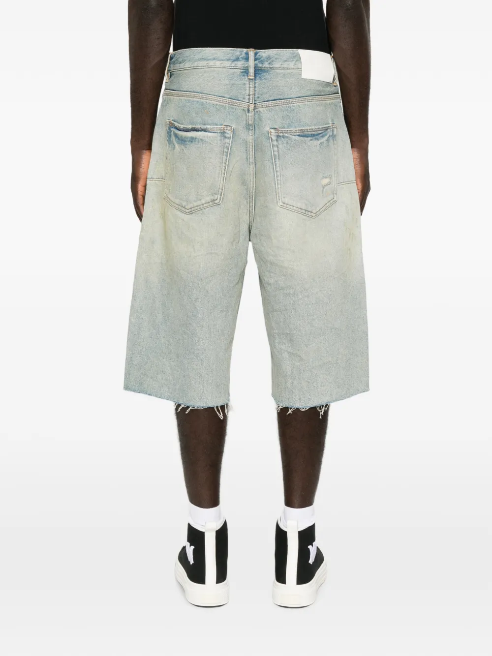 Purple Brand Gerafelde shorts Blauw