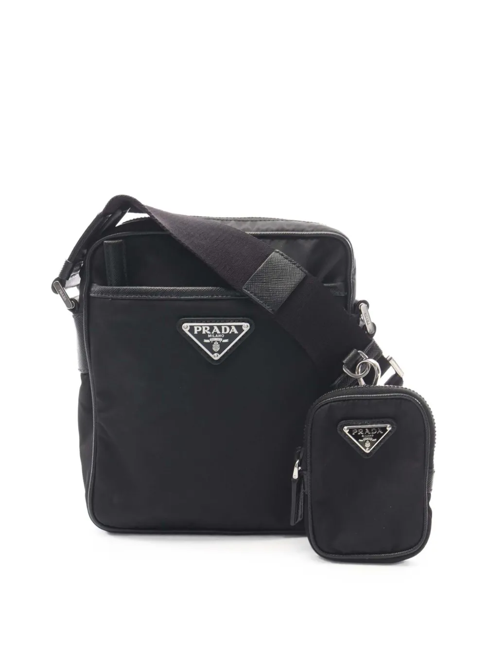 Prada Pre-Owned 2013-2026 Saffiano Trimmed Re Nylon Zip Top crossbody bag - Schwarz