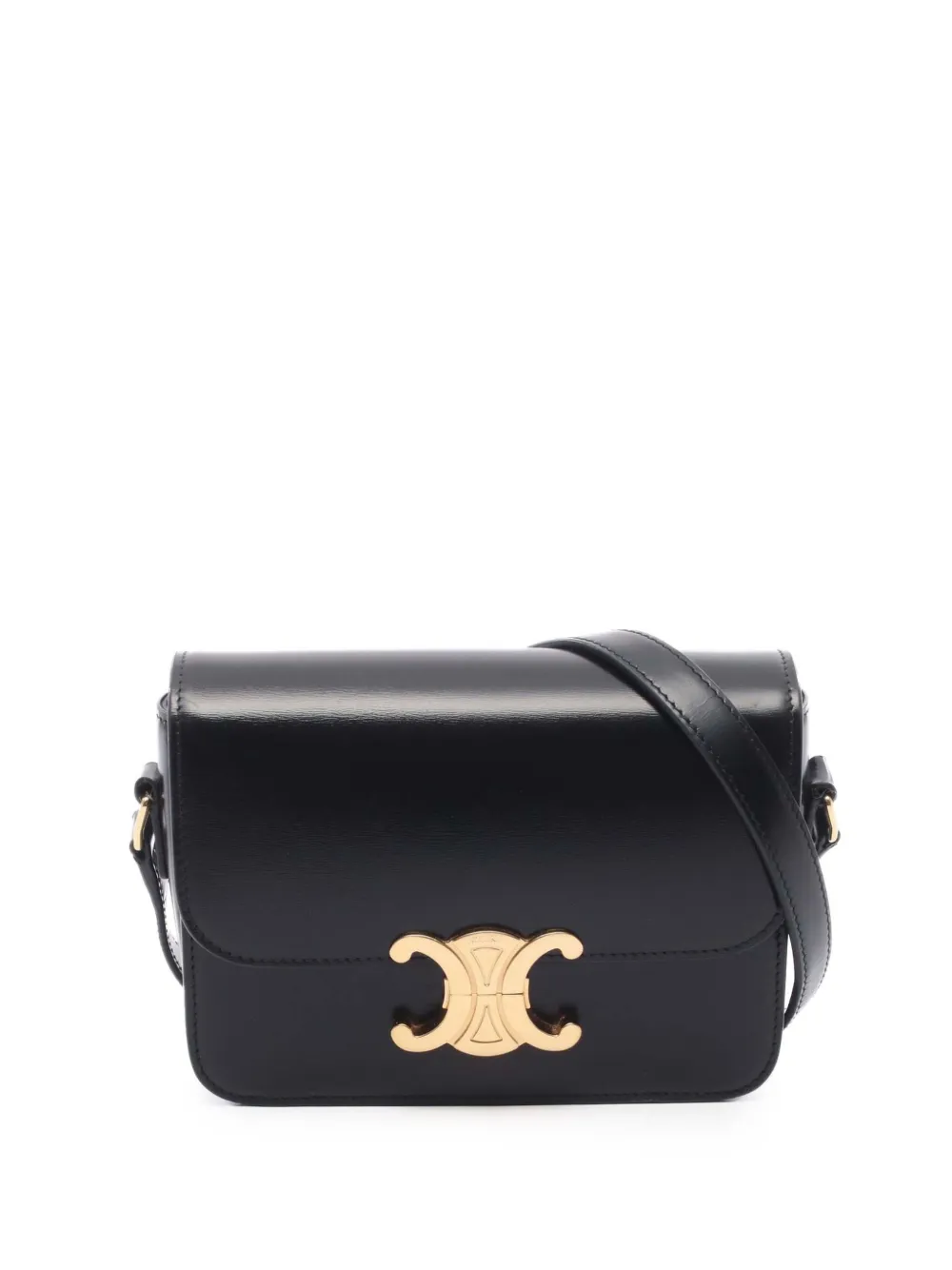 Celine Pre-Owned 2000-2026 Teen Shiny Calfskin Triomphe crossbody bag - Black