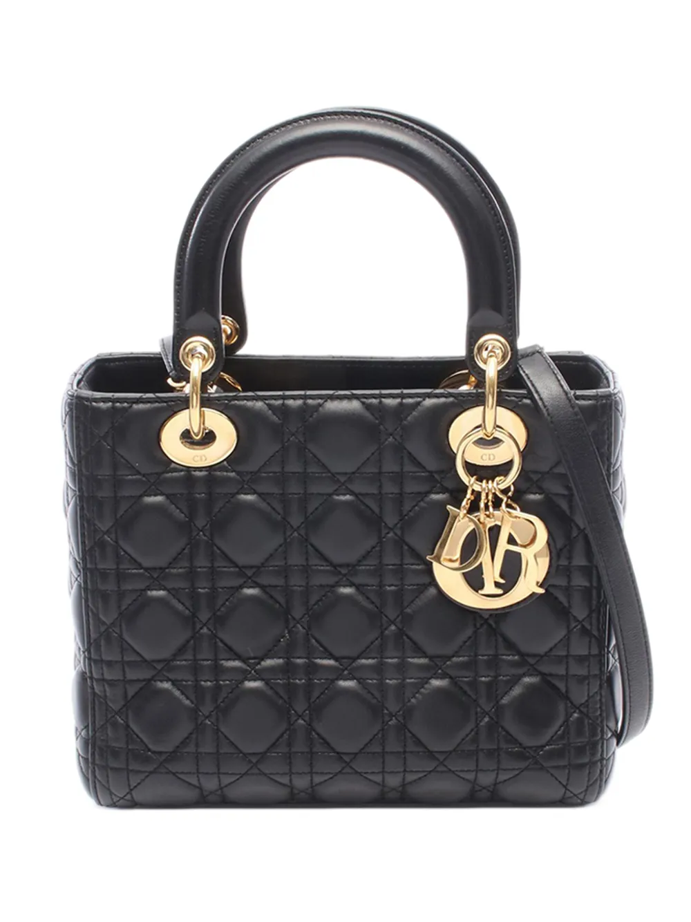 Christian Dior Pre-Owned 2000-2026 Medium Lambskin Cannage Lady Dior satchel - Black