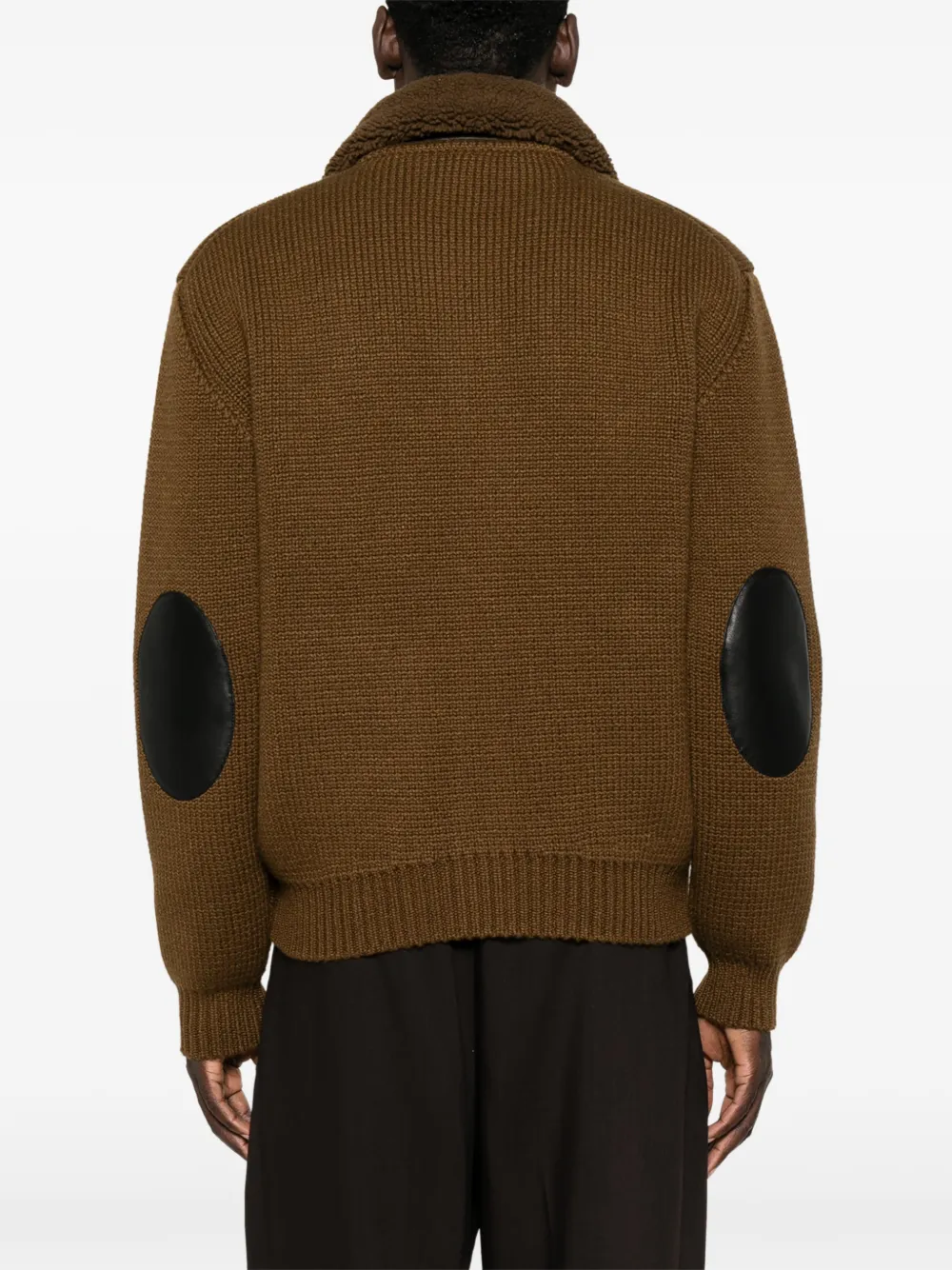 TOM FORD Vest met kraag van schapenvacht en elleboog-patch Bruin