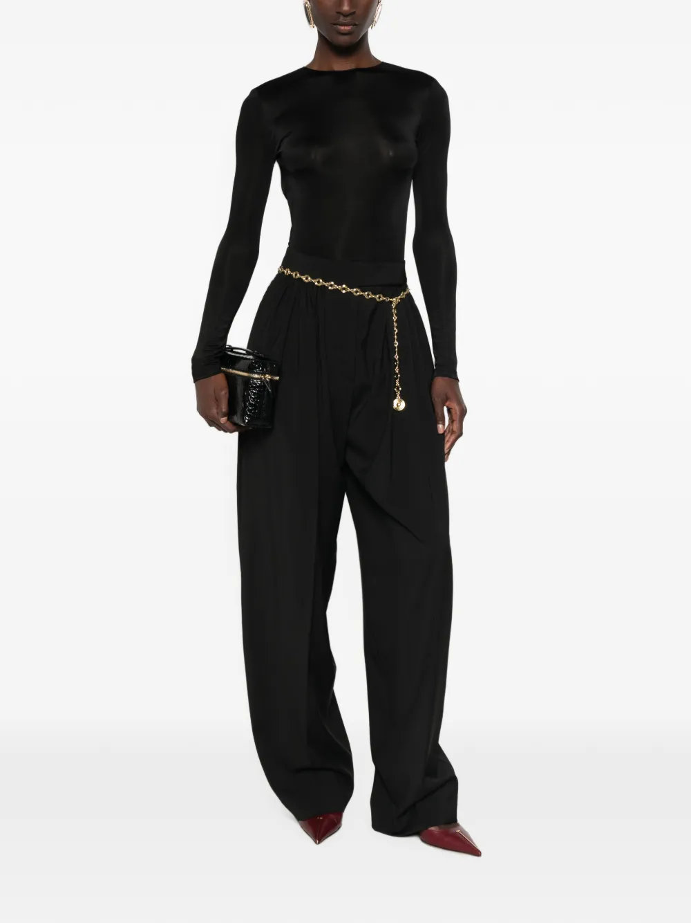Saint Laurent Body met open achterkant en logo-hanger Zwart