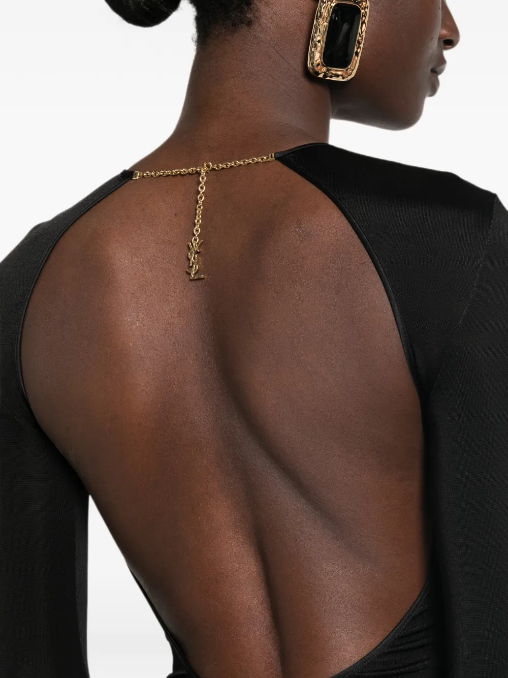Saint Laurent Body met open achterkant en logo-hanger Zwart