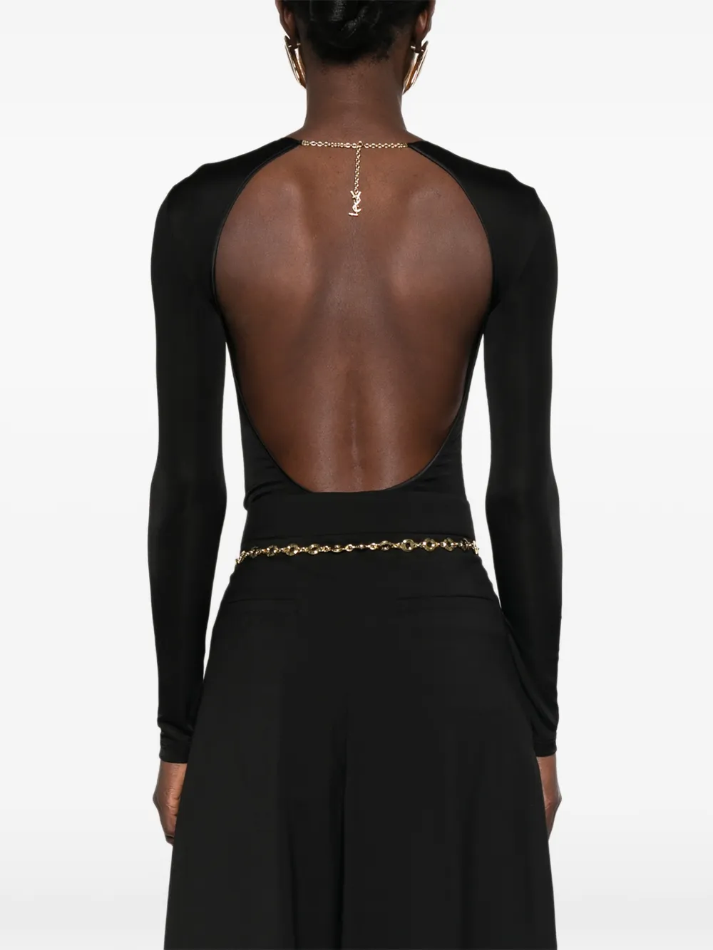 Saint Laurent Body met open achterkant en logo-hanger Zwart