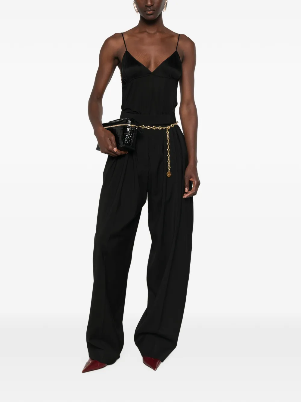 Saint Laurent V-neck chain-link tank top Zwart