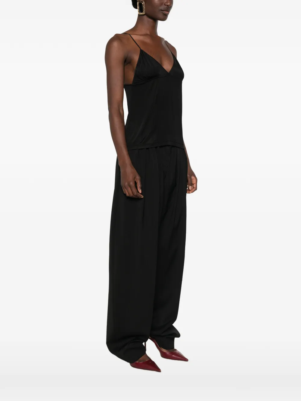 Saint Laurent V-neck chain-link tank top Zwart