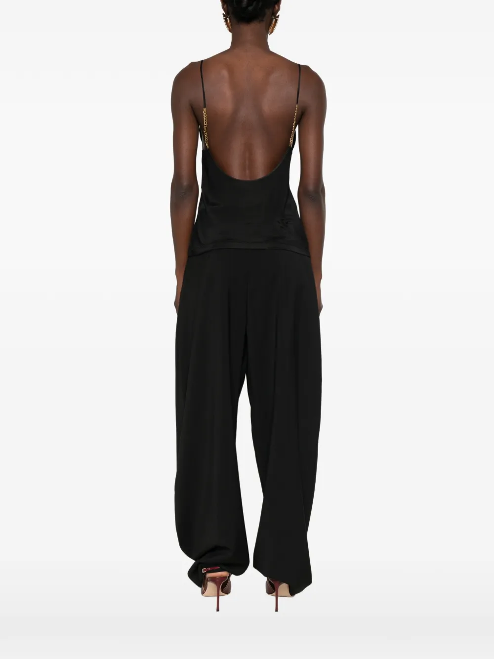 Saint Laurent V-neck chain-link tank top Zwart