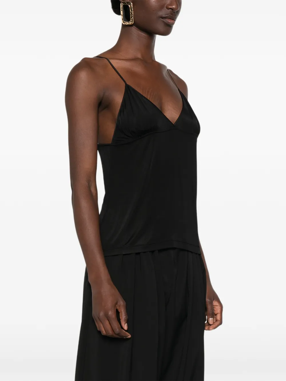 Saint Laurent Logo-plaque Chain-strap Top in Black, view 3