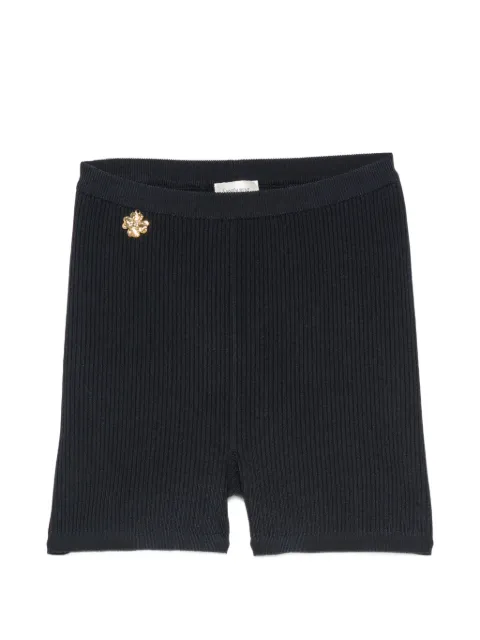Saint Laurent shorts tejidos de canalé con placa del logo