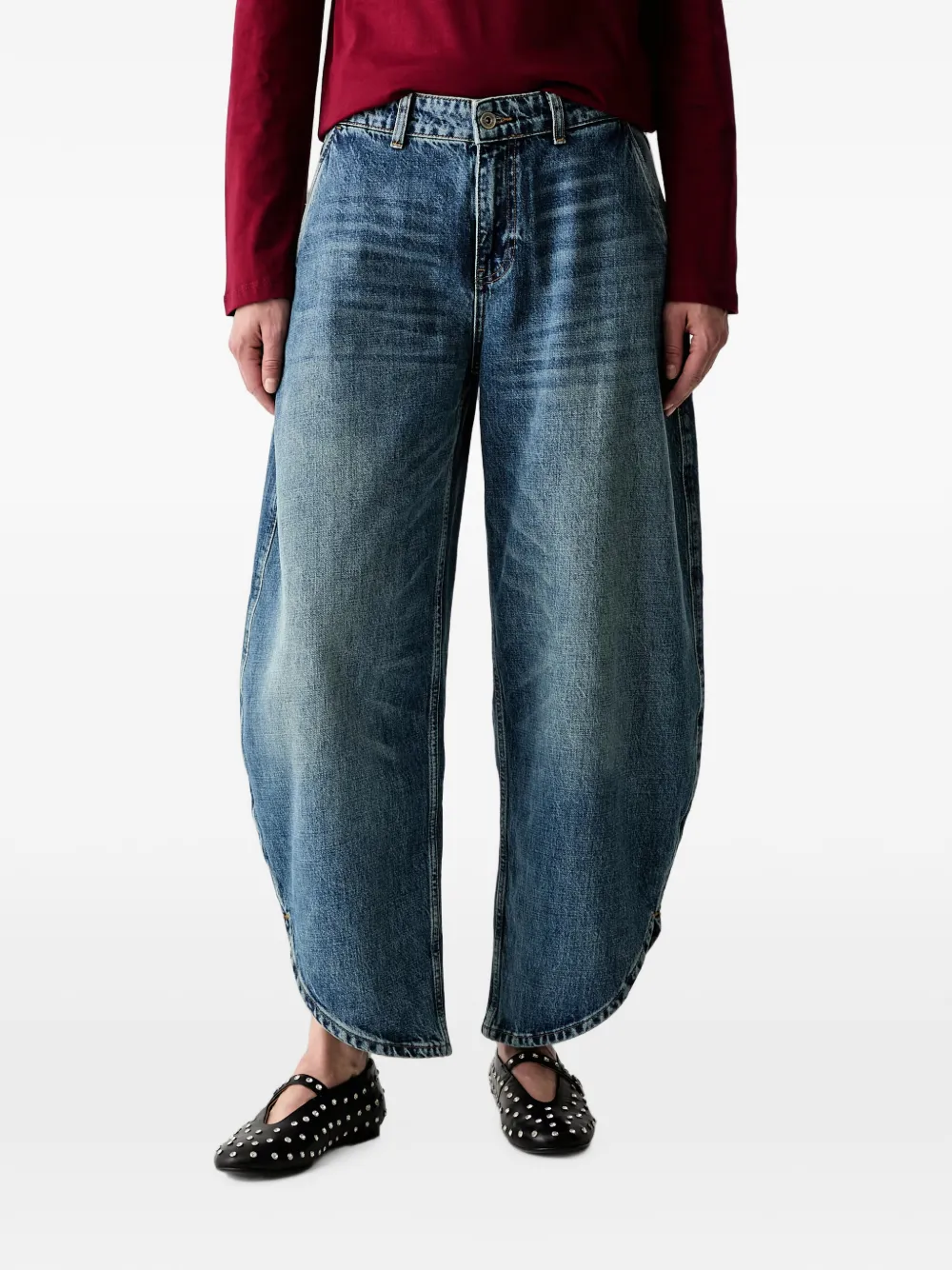 LIU JO curved-hem barrel-leg jeans - Blu