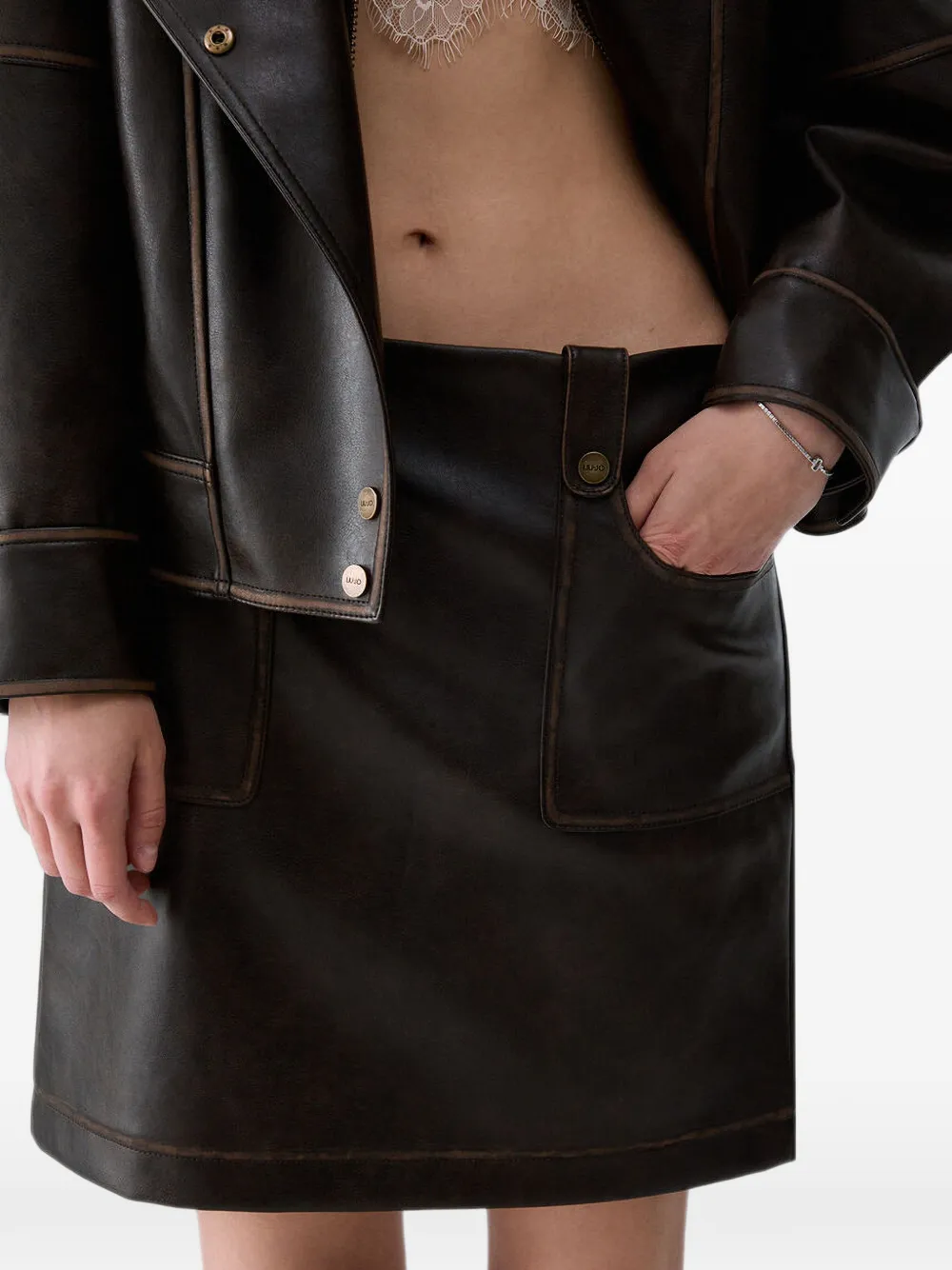 LIU JO Rok met logo-knoop en vervaagd effect Bruin