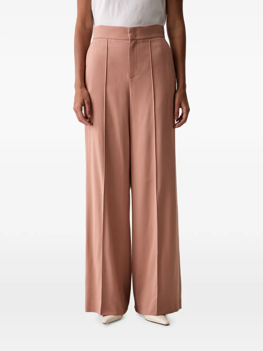 Twinset Pressed-crease Wide-leg Trousers In Brown