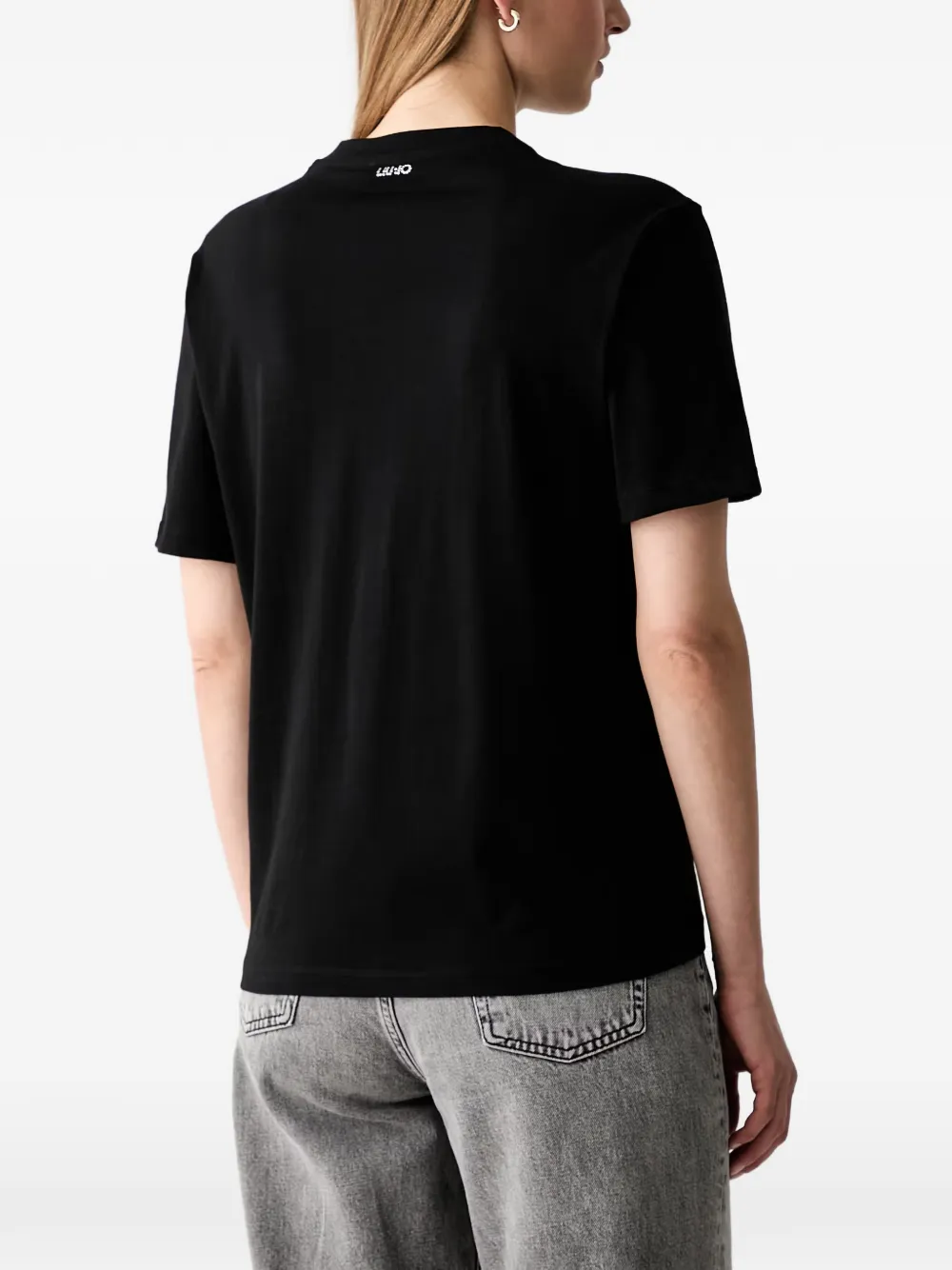 LIU JO T-shirt verfraaid met kristallen en hart-patroon Zwart