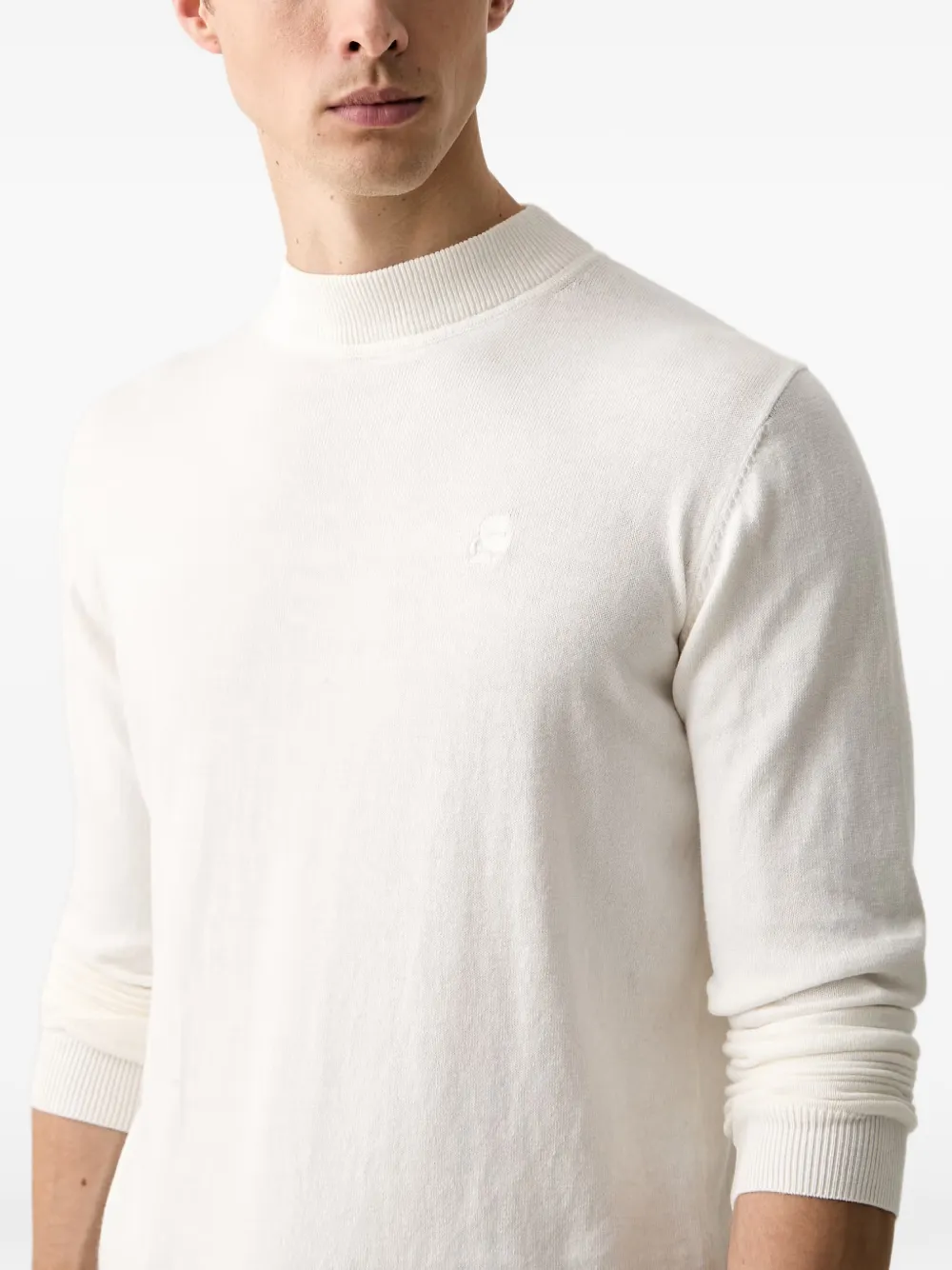Karl Lagerfeld Trui met hoge hals en logo-patch Beige