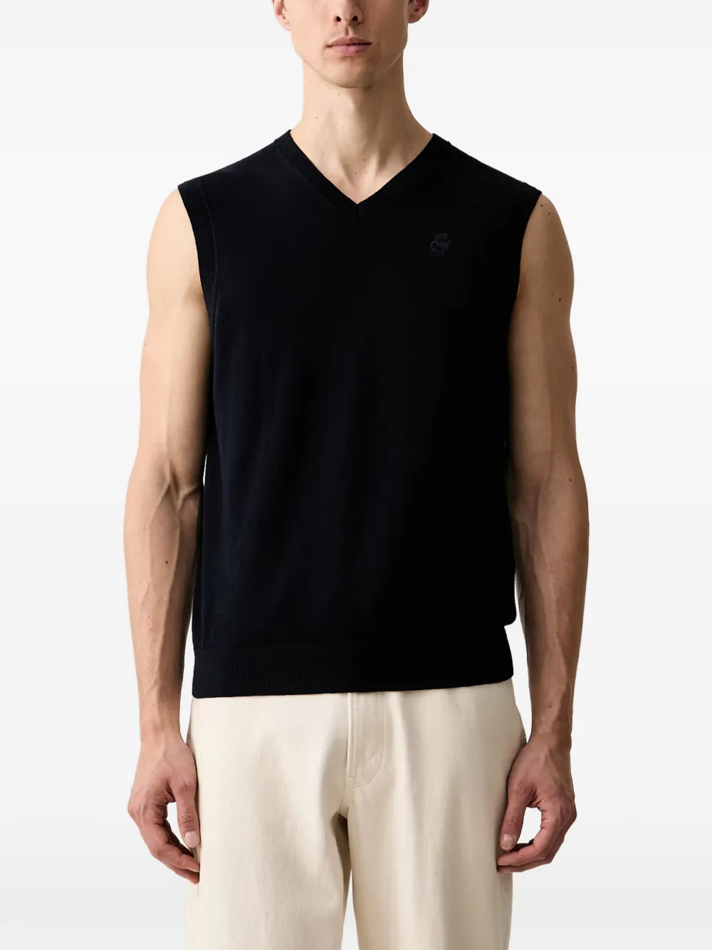 Karl Lagerfeld logo-embroidered V-neck sweater - Blau