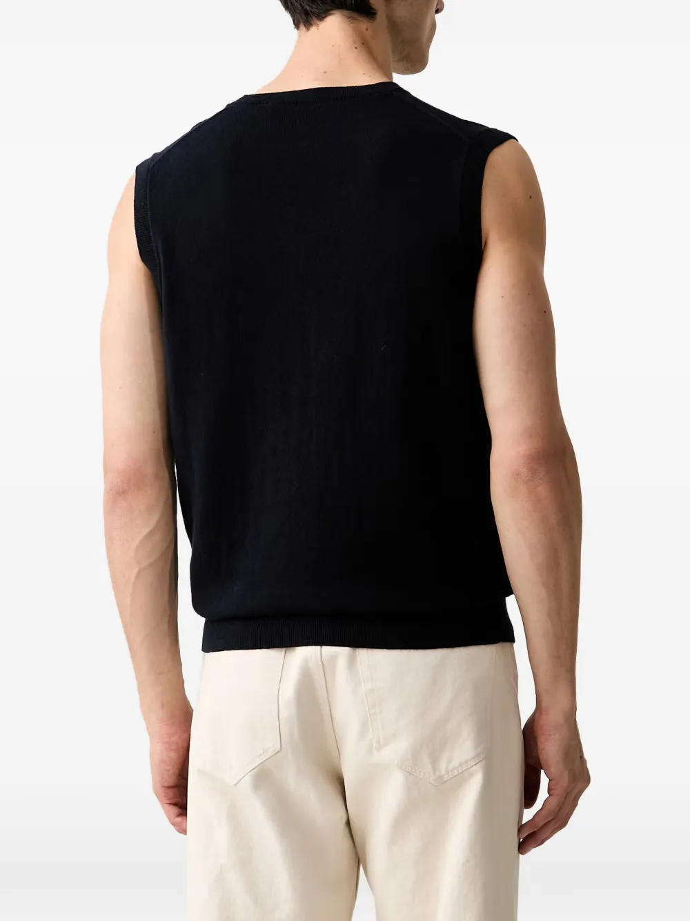 Karl Lagerfeld logo-embroidered V-neck sweater Blauw
