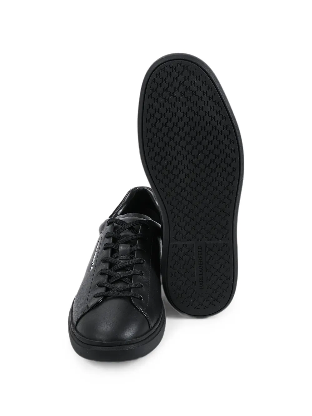Karl Lagerfeld logo-print leather sneakers Zwart