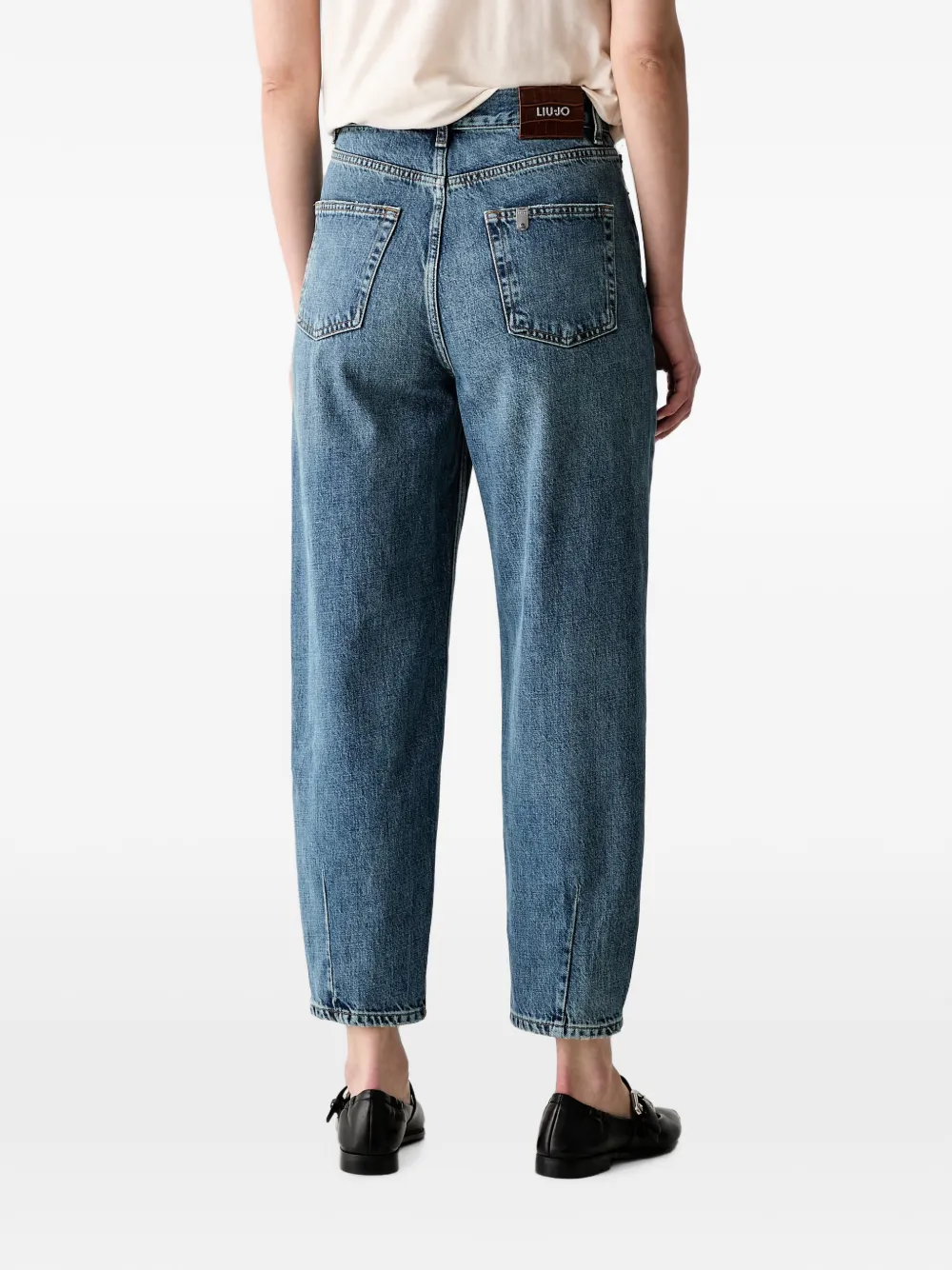 LIU JO Jeans met whisker-effect en logo-plakkaat Blauw