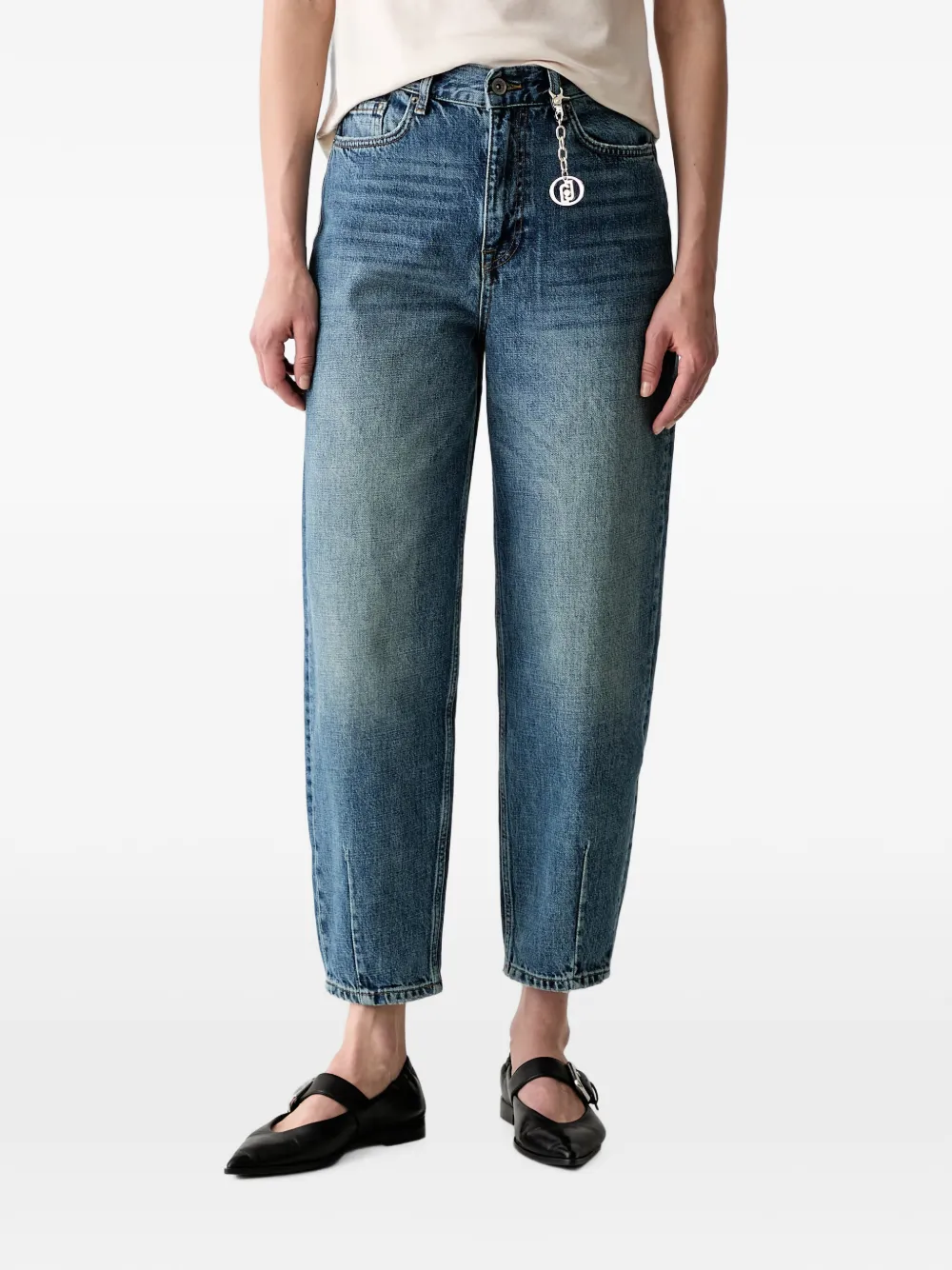 LIU JO logo-plaque whiskered jeans - Blu
