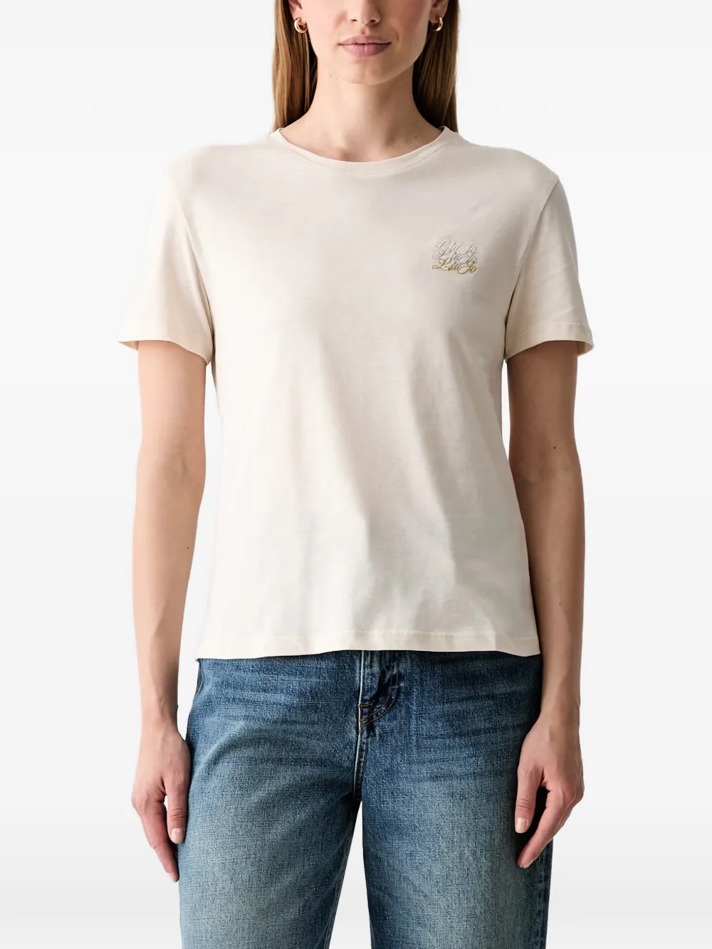 LIU JO logo-embroidered T-shirt - Toni neutri