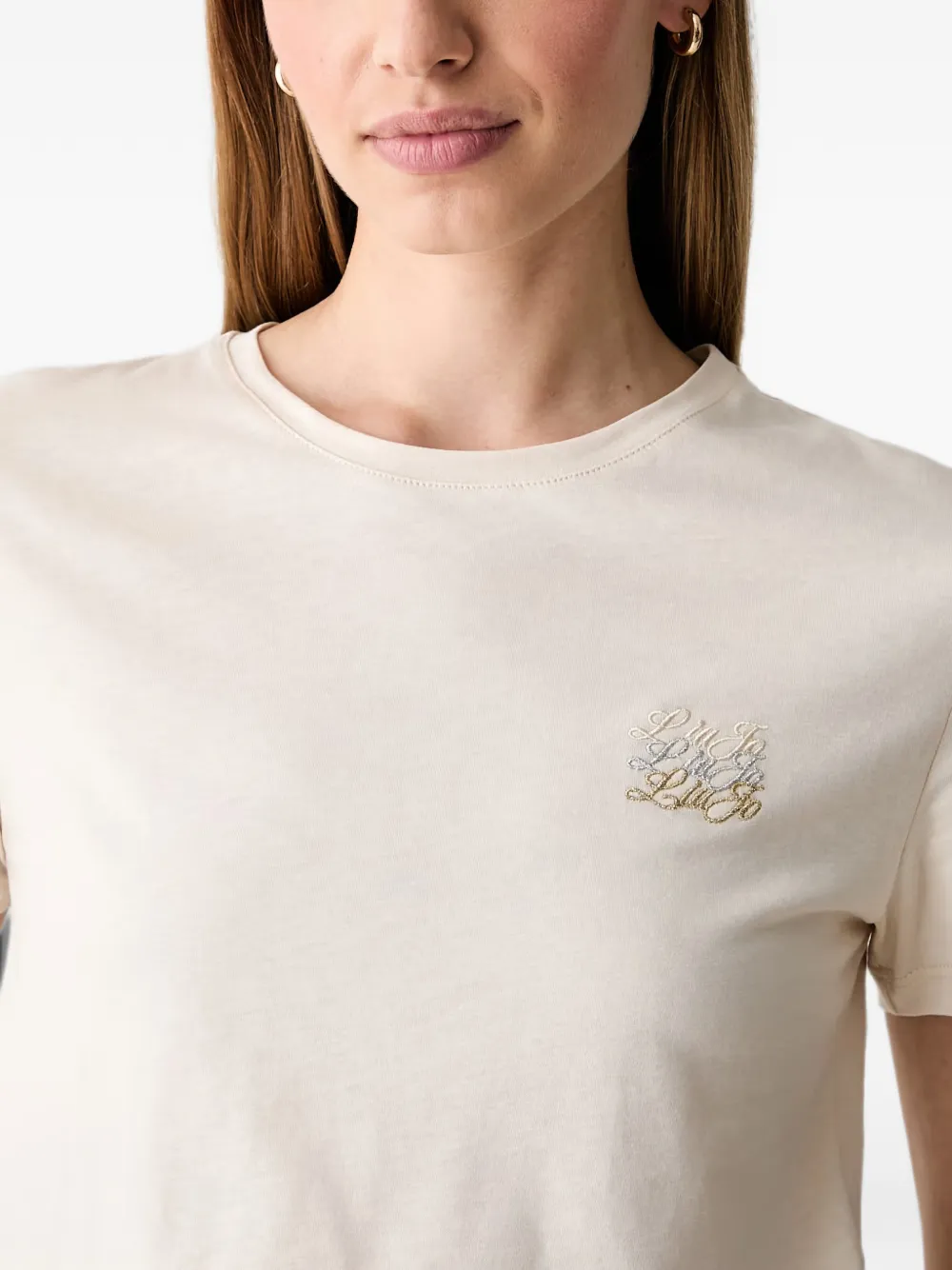 LIU JO T-shirt met geborduurd logo Beige